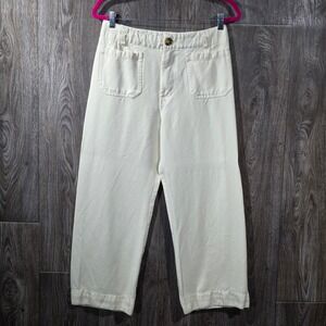 Velvet Heart Wide Leg Cropped Pants Womens Size 26 Ivory‎ Casual Tencel